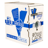 CAT5E, 350 MHz, UTP, 24AWG, 8C Solid Bare Copper, Plenum, 1000ft, Gray, Bulk Ethernet Cable  - Made in USA