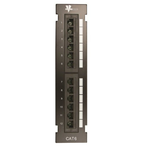 Cat6 12 Port Vertical Mini Patch Panel with Mounting Bracket