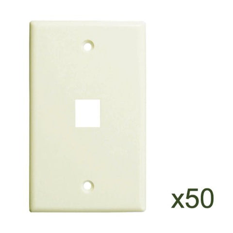 1 Port Wall Plate, White, 50 Pack