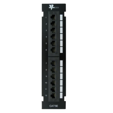 Cat5e 12 Port Vertical Mini Patch Panel with Mounting Bracket