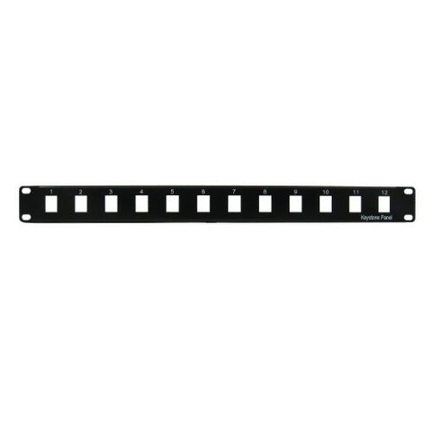 Heavy Duty Blank Patch Panel, 12 Port, Black