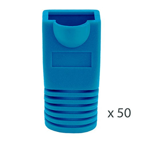 RJ45 Slip-On Boot, CAT6/CAT6A, Blue, 50 Pack