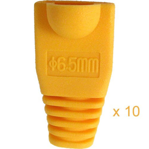 RJ45 Slip-On Boot, 6.5mm, Yellow, 10 Pack