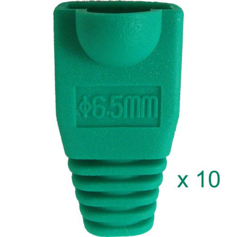 RJ45 Slip-On Boot, 6.5mm, Green, 10 Pack