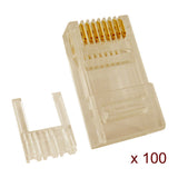 CAT6 RJ45 Modular Plug for Solid or Stranded Cable, 100 Pack