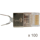 CAT6 & CAT6A Shielded RJ45 Modular Plug for Solid or Stranded Cable, 100 Pack