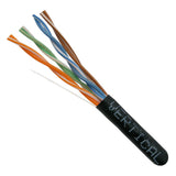 Cat5e, 350 MHz, UTP, 24AWG, 8C Solid Bare Copper, 1000ft, Black, Bulk Ethernet Cable