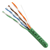 Cat5e, 350 MHz, UTP, 24AWG, 8C Solid Bare Copper, 1000ft, Green, Bulk Ethernet Cable