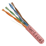 Cat5e, 350 MHz, UTP, 24AWG, 8C Solid Bare Copper, 1000ft, Pink, Bulk Ethernet Cable