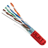 Cat5e, 350 MHz, Shielded, 24AWG, Solid Bare Copper, 1000ft, Red, Bulk Ethernet Cable