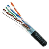 Cat5e, 350 MHz, Shielded, 24AWG, Solid Bare Copper, 1000ft, Black, Bulk Ethernet Cable