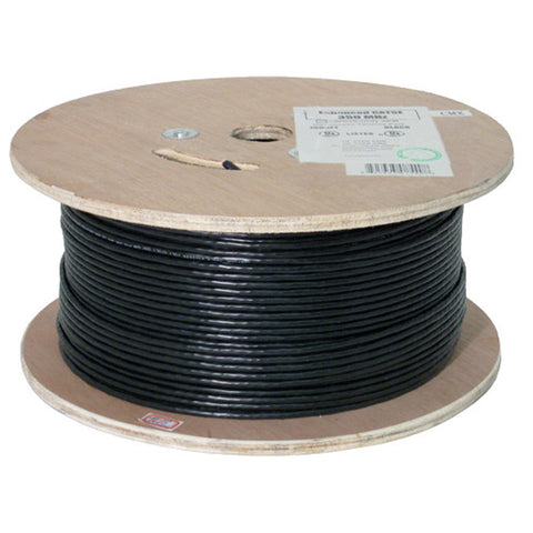 Cat5e, 350 Mhz, UTP, UV Jacket, Outdoor, CMX, 1000ft, Black, Bulk Ethernet Cable, Wooden Spool