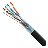 Cat5e, Shielded, 350 Mhz, UV Jacket, Outdoor, CMX, 1000ft, Black, Bulk Ethernet Cable, Wooden Spool