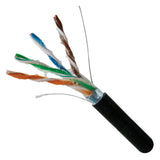Cat5e, 350 Mhz, Shielded, Gel Filled (Flooded Core), Direct Burial, 1000ft, Black, Bulk Ethernet Cable, Wooden Spool