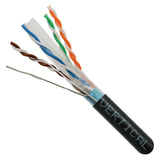 Cat6, 550 MHz, Shielded, 23AWG, Solid Bare Copper, 1000ft, Black, Bulk Ethernet Cable