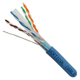 Cat6, 550 MHz, Shielded, 23AWG, Solid Bare Copper, 1000ft, Blue, Bulk Ethernet Cable