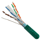 Cat6, 550 MHz, Shielded, 23AWG, Solid Bare Copper, 1000ft, Green, Bulk Ethernet Cable