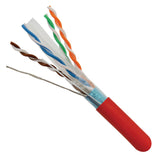 Cat6, 550 MHz, Shielded, 23AWG, Solid Bare Copper, 1000ft, Red, Bulk Ethernet Cable