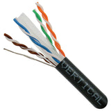 Cat6A 10G, UTP, 23AWG, Solid Bare Copper, PVC, 1000ft, Black, Bulk Ethernet Cable