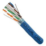 Cat6A 10G, Shielded, 23AWG, Solid Bare Copper, PVC, 1000ft, Blue, Bulk Ethernet Cable