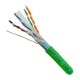 CAT6A 10G, Shielded, 23AWG, Solid Bare Copper, PVC, 1000ft, Green, Bulk Ethernet Cable