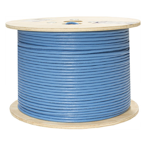 Cat6A 10G, UTP, 23AWG, Solid Bare Copper, Plenum, 1000ft, Blue, Bulk Ethernet Cable