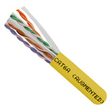 Cat6A 10G, UTP, 23AWG, Solid Bare Copper, Plenum, 1000ft, Yellow, Bulk Ethernet Cable