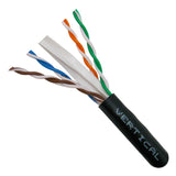 Cat6, UTP, UV Jacket, Outdoor, CMX, 1000ft, Black, Bulk Ethernet Cable