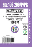 CAT5E, 350 MHz, UTP, 24AWG, 8C Solid Bare Copper, Plenum, 1000ft, Purple, Bulk Ethernet Cable  - Made in USA