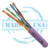 CAT6, 550 MHz, UTP, 23AWG, 8C Solid Bare Copper, Plenum, 1000ft, Purple, Bulk Ethernet Cable  - Made in USA