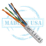 CAT6, 550 MHz, UTP, 23AWG, 8C Solid Bare Copper, Plenum, 1000ft, White, Bulk Ethernet Cable  - Made in USA