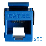 Cat5e Keystone Jack, V-Max Series, Blue, 50 Pack