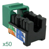 Cat6 Keystone Jack, V-Max Series, Green, 50 Pack