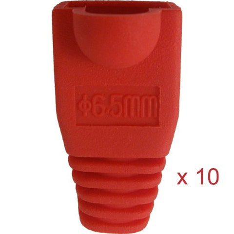 RJ45 Slip-On Boot, 6.5mm, Red, 10 Pack