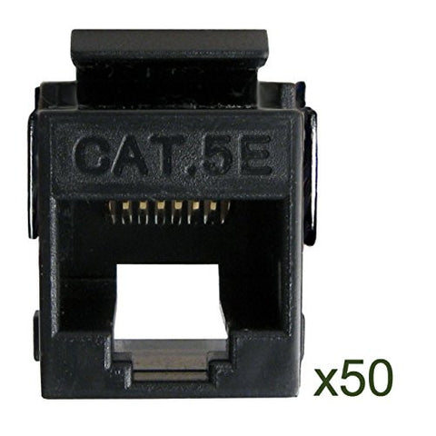 Cat5e Keystone Jack, V-Max Series, Black, 50 Pack