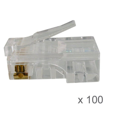 Cat5e RJ45 Modular Plug for Solid or Stranded Cable - 100 Pack