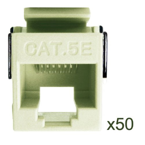 Cat5e Keystone Jack, V-Max Series, White, 50 Pack