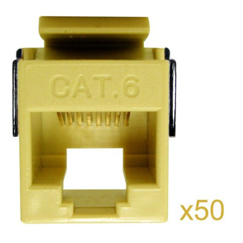 Cat6 Keystone Jack, V-Max Series, Ivory, 50 Pack