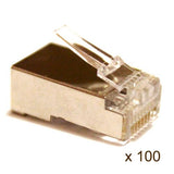 Cat5e Shielded RJ45 Modular Plug for Solid or Stranded Cable, 100 Pack