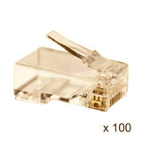 CAT6 RJ45 Modular Plug for Solid or Stranded Cable, 100 Pack