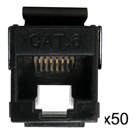 Cat6 Keystone Jack, V-Max Series, Black, 50 Pack