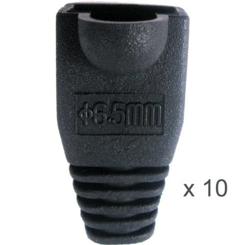 RJ45 Slip-On Boot, 6.5mm, Black, 10 Pack