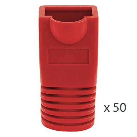 RJ45 Slip-On Boot, CAT6/CAT6A, Red, 50 Pack