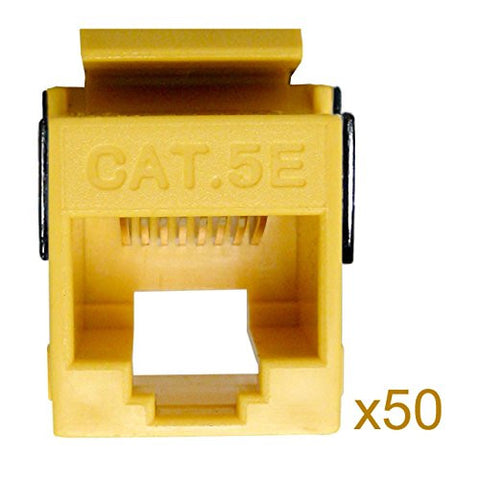 Cat5e Keystone Jack, V-Max Series, Yellow, 50 Pack