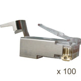 CAT6 & CAT6A Shielded RJ45 Modular Plug for Solid or Stranded Cable, 100 Pack