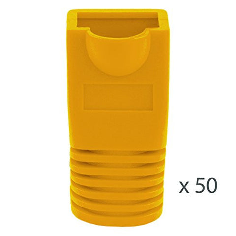 RJ45 Slip-On Boot, CAT6/CAT6A, Yellow, 50 Pack