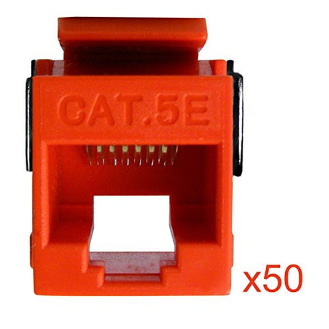 Cat5e Keystone Jack, V-Max Series, Orange, 50 Pack