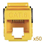 Cat6 Keystone Jack, V-Max Series, Yellow, 50 Pack