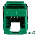 Cat6 Keystone Jack, V-Max Series, Green, 50 Pack