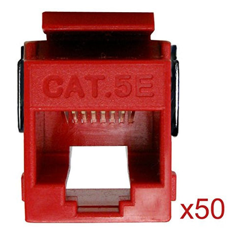 Cat5e Keystone Jack, V-Max Series, Red, 50 Pack